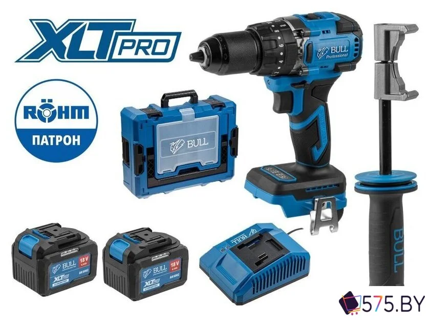 Ударная дрель-шуруповерт Bull SR 1806 R-series Xcase XLTpro 2329060 (с 2-мя АКБ, кейс) в магазине 575.by