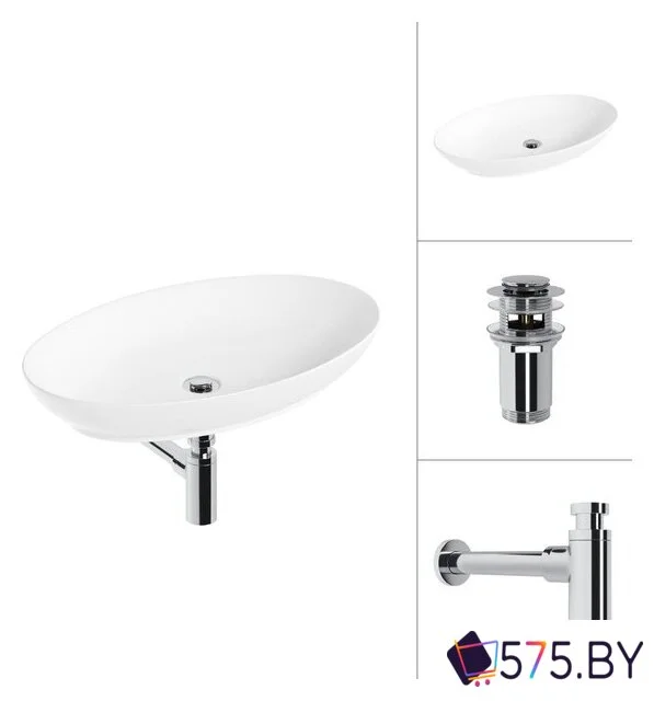 Умывальник Lauter 21571 + клапан 21190CH + сифон 21635CH (хром) в магазине 575.by