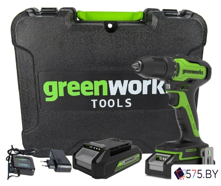 Дрель-шуруповерт Greenworks GD24DD35K2 3704007UA (с 1-м АКБ, кейс) в магазине 575.by