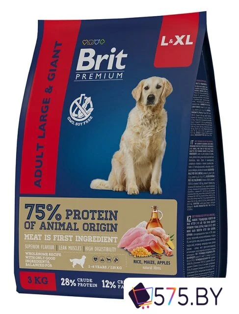 Сухой корм для собак Brit Premium Dog Adult Large and Giant для взрослых собак крупных и гигантских пород с курицей 3 кг в магазине 575.by