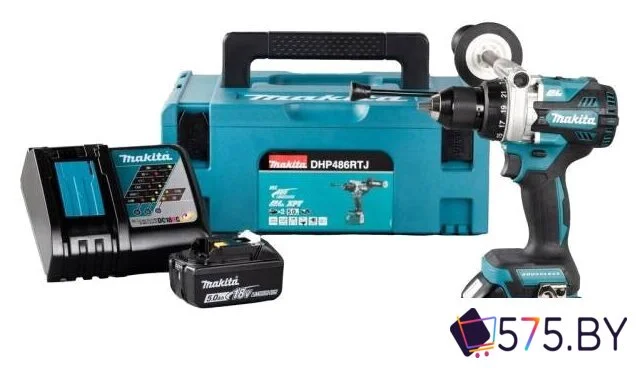 Ударная дрель-шуруповерт Makita DHP486RTJ (с 2-мя АКБ 5 Ач, кейс) в магазине 575.by