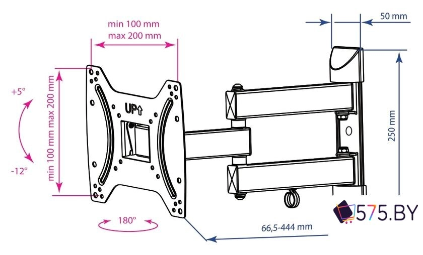 Кронштейн для телевизора Kromax DIX-22 (черный) в магазине 575.by