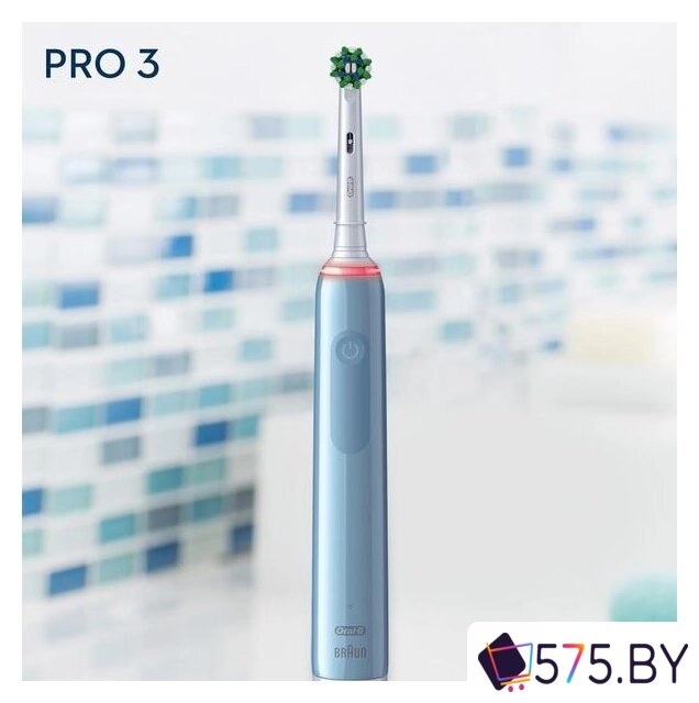 Электрическая зубная щетка Oral-B Pro 3 3000 Cross Action D505.513.3 (голубой) в магазине 575.by