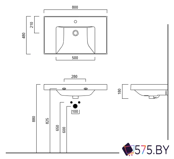 Умывальник Kerama Marazzi Cubo CU.wb.80 в магазине 575.by