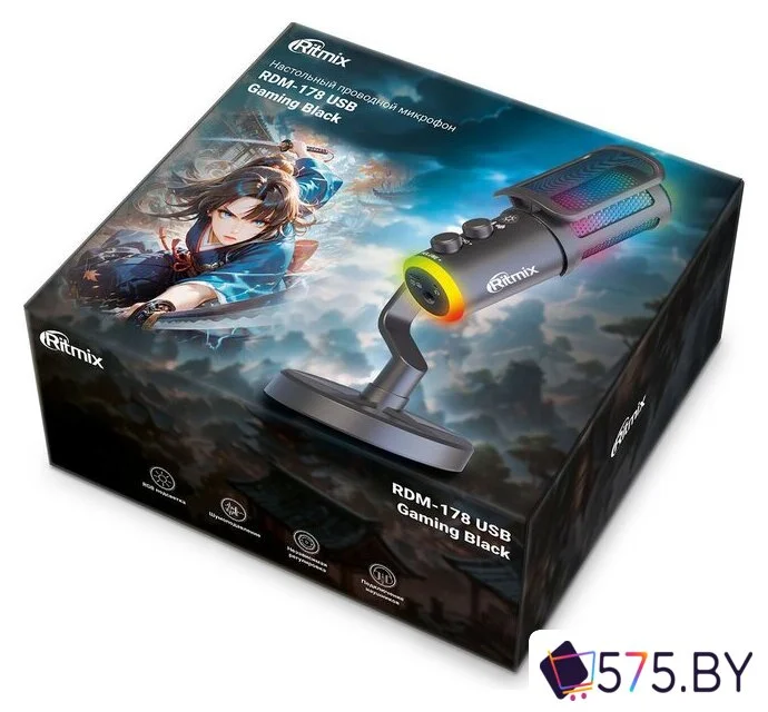 Проводной микрофон Ritmix RDM-178 USB Gaming (черный) в магазине 575.by