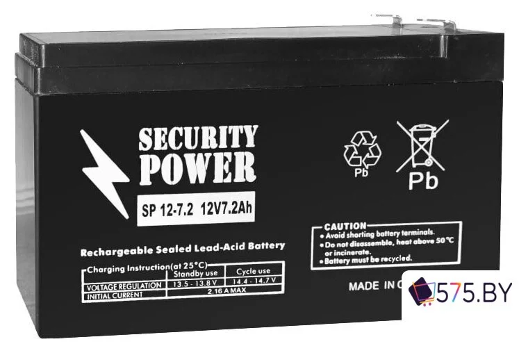 Аккумулятор для ИБП Security Power SP 12-7.2 F2 (12В/7.2 А·ч) в магазине 575.by