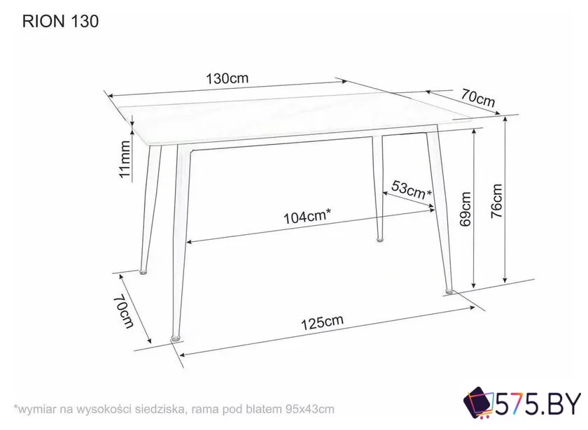Кухонный стол Signal Rion 130/70/76 (черный/черный) в магазине 575.by
