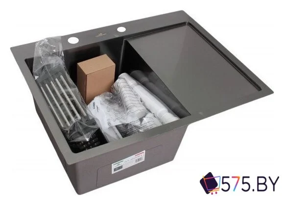 Кухонная мойка Wisent WS-36550B-L/GER013 (с сифоном, дозатором и коландером) в магазине 575.by