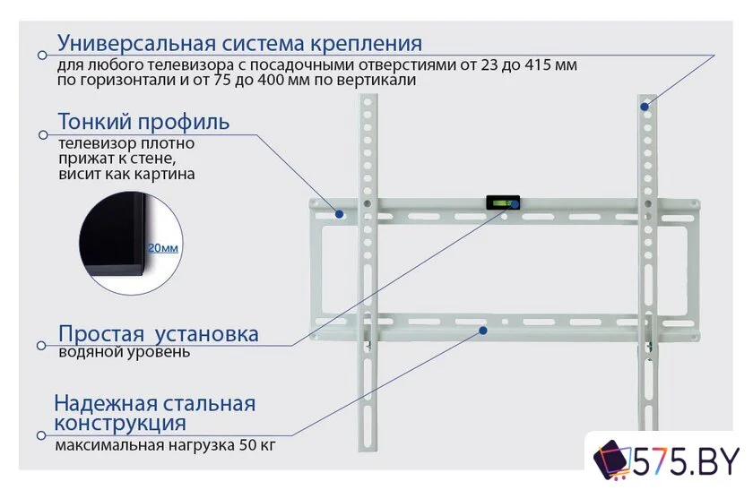 Кронштейн для телевизора Kromax IDEAL-3W (белый) в магазине 575.by