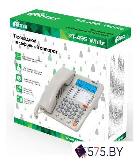 Проводной телефон Ritmix RT-495 (белый) в магазине 575.by