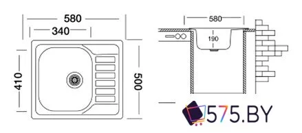 Кухонная мойка Kromevye EX 196 D в магазине 575.by