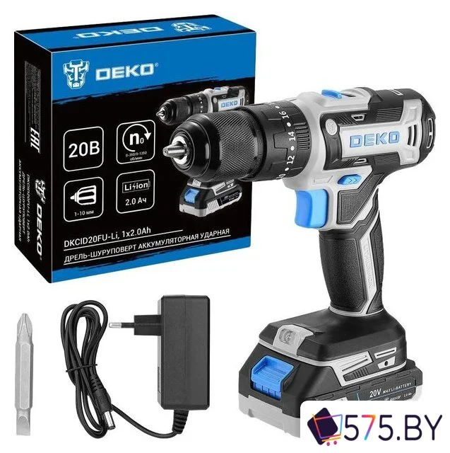 Ударная дрель-шуруповерт Deko DKCID20FU-Li 083-1119 (с 1-им АКБ) в магазине 575.by
