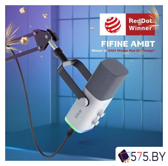 Проводной микрофон FIFINE AM8T (белый) в магазине 575.by