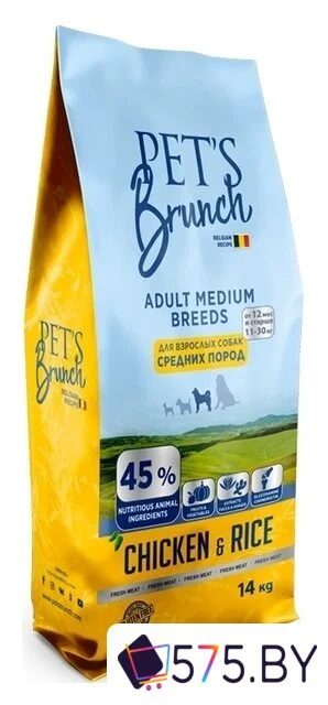 Сухой корм для собак Pet's Brunch для взрослых собак средних пород 14 кг в магазине 575.by