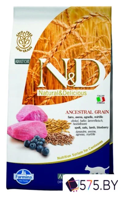 Сухой корм для кошек Farmina N&D Low Grain Cat Lamb & Blueberry Adult 1.5 кг в магазине 575.by
