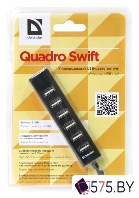 USB-хабы и док-станции Defender Quadro Swift USB2.0 [83203] в магазине 575.by