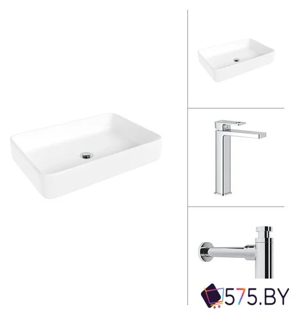 Умывальник Lauter 21842 + Cascade 21СК0655C с сифоном 21635CH (хром) в магазине 575.by