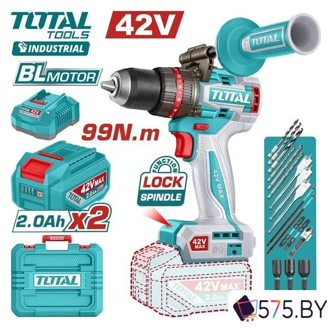 Ударная дрель-шуруповерт Total TIDLI429982 (с 2-мя АКБ, кейс) в магазине 575.by
