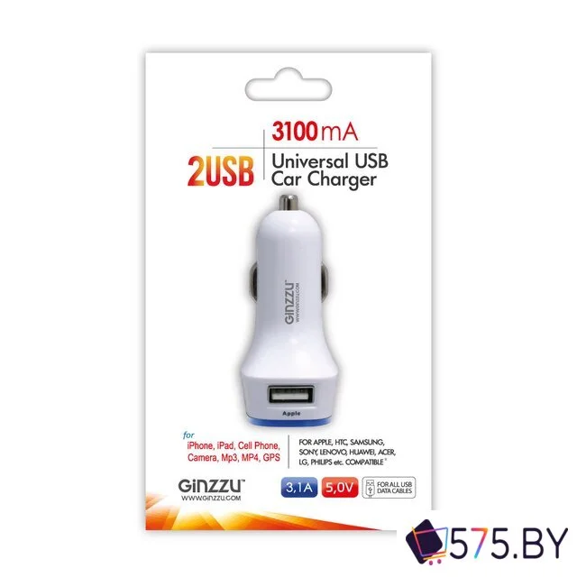 Автомобильное зарядное Ginzzu GA-4415UW в магазине 575.by
