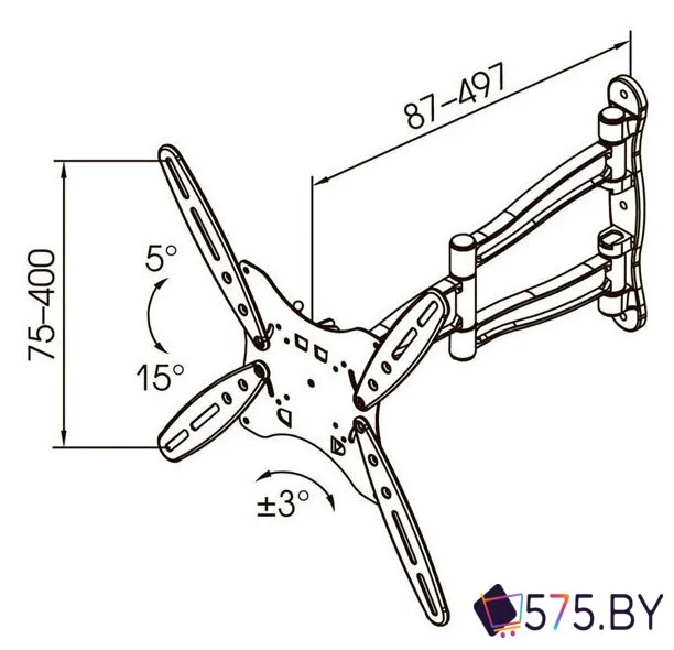 Кронштейн для телевизора Kromax Techno-5 (белый) в магазине 575.by