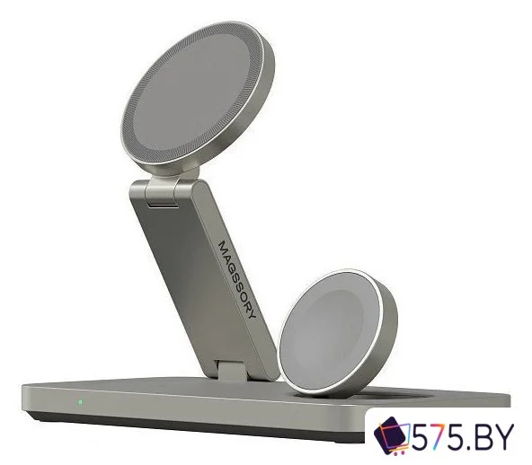 Беспроводное зарядное Magssory Yoga 3 в 1 Charging Station для Samsung Qi2 WCH017t (титан) в магазине 575.by
