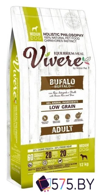 Сухой корм для собак Vivere Medium Adult Buffalo (для взрослых средних пород с буйволом) 12 кг в магазине 575.by