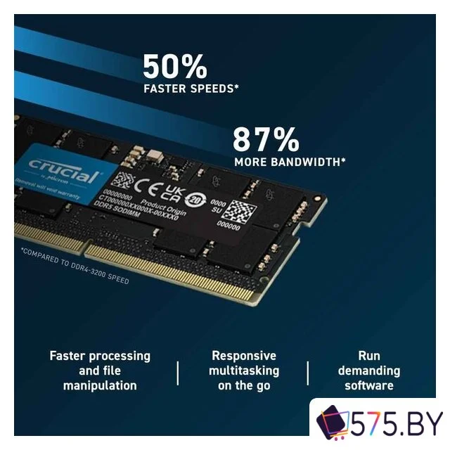 Оперативная память Crucial 32ГБ DDR5 SODIMM 5600 МГц CT32G56C46S5 в магазине 575.by