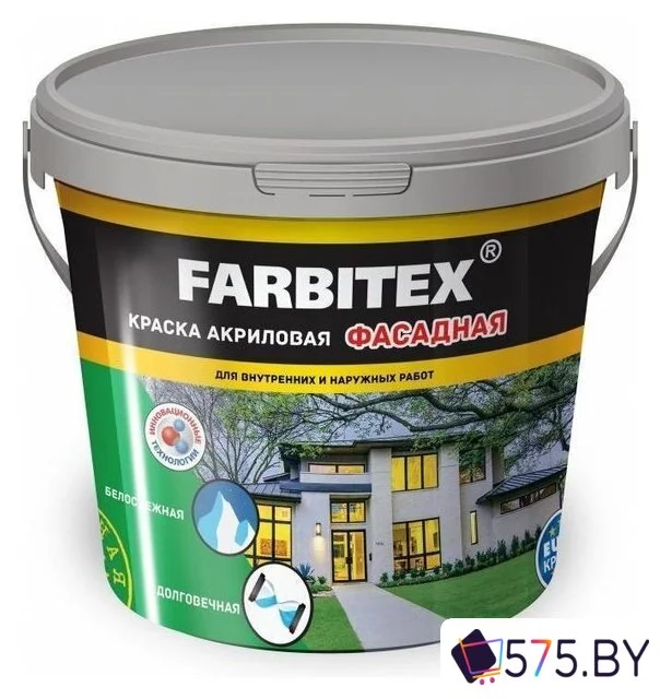 Краска Farbitex Акриловая фасадная 25 кг (белый) в магазине 575.by