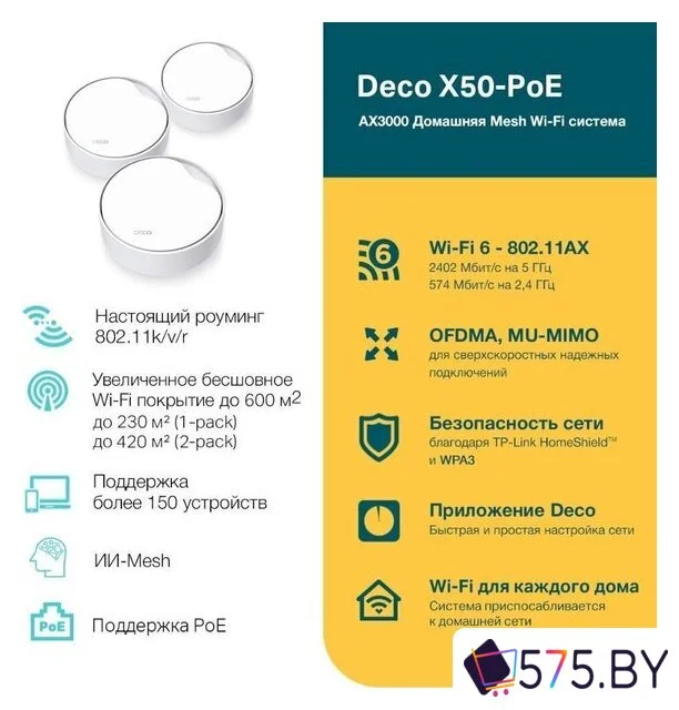 Wi-Fi система TP-Link Deco X50-PoE (3 шт) в магазине 575.by