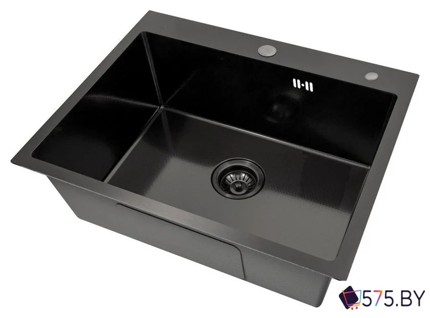 Кухонная мойка Basic CL DS Decor 60x50 (черный, коландер, дозатор) в магазине 575.by