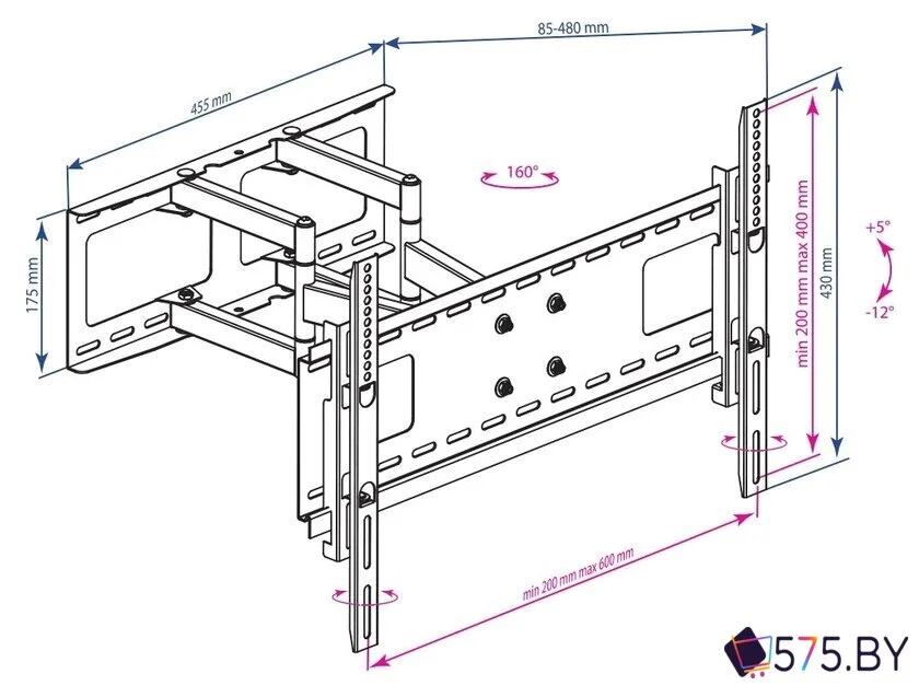 Кронштейн для телевизора Kromax ATLANTIS-80 (черный) в магазине 575.by
