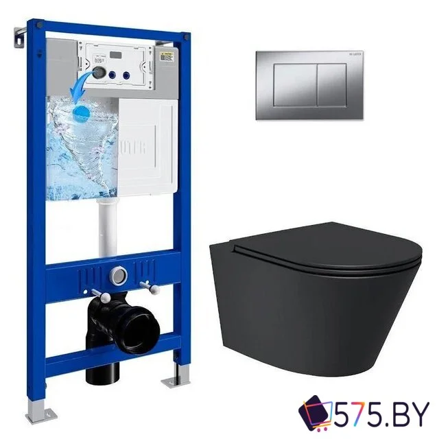 Унитаз подвесной Lauter Longer 2110822B + 21901002 (кнопка 219701J, хром) в магазине 575.by