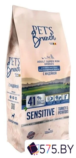 Сухой корм для собак Pet's Brunch Sensitive для взрослых миниатюрных пород с индейкой 4 кг в магазине 575.by