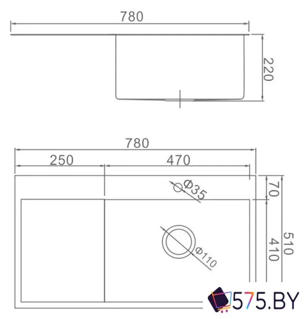 Кухонная мойка Gerhans K37851-R (правая, сатин) в магазине 575.by