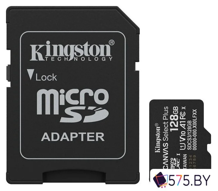 Карта памяти Kingston Canvas Select Plus microSDXC 128GB SDCS3/128GB (с адаптером) в магазине 575.by