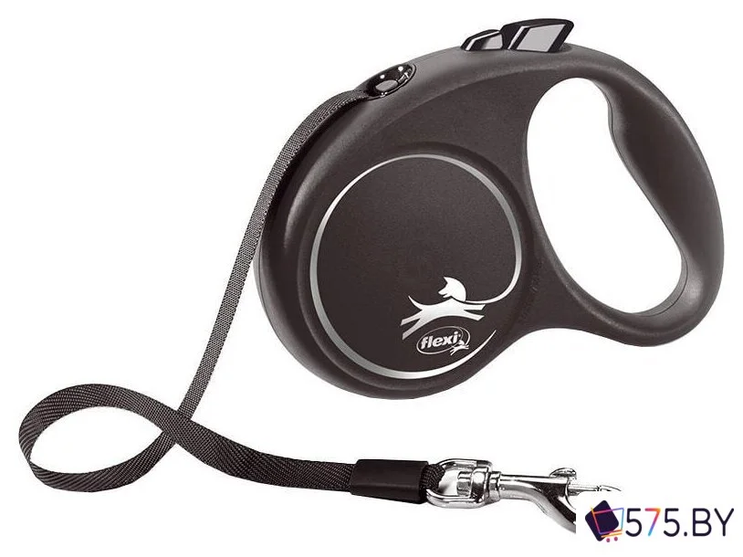 Поводок-рулетка Flexi Black Design S Tape 5 m (черный) в магазине 575.by