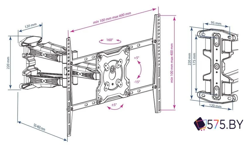 Кронштейн для телевизора Kromax ATLANTIS-46 (серый) в магазине 575.by