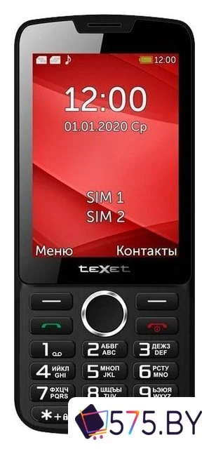 Кнопочный телефон TeXet TM-308 (черный/красный)
