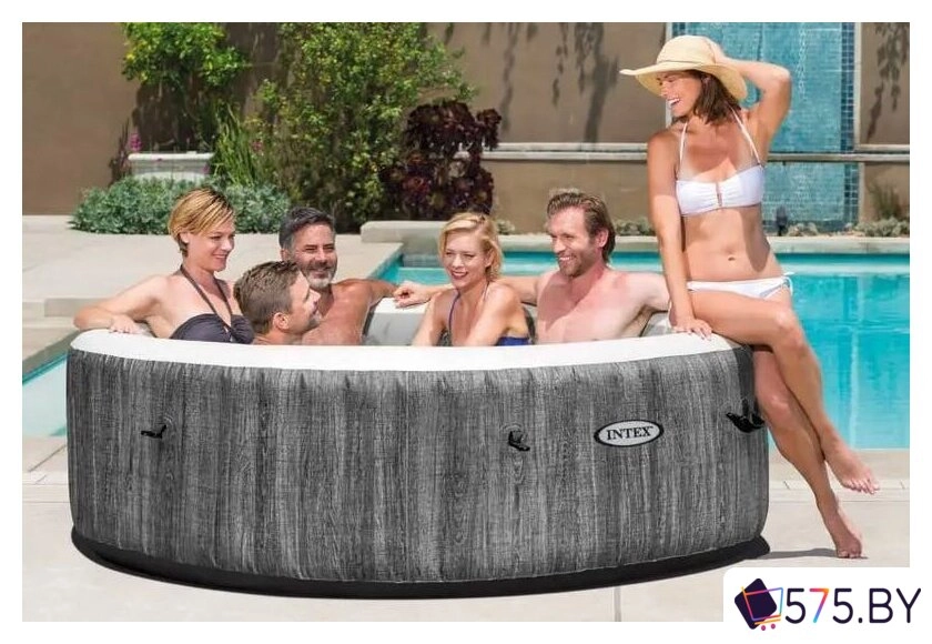 Надувной бассейн Intex Bubble Massage Deluxe 28442 (216x71) с джакузи в магазине 575.by