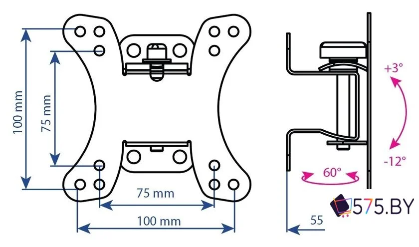 Кронштейн для телевизора Kromax GALACTIC-10 (черный) в магазине 575.by