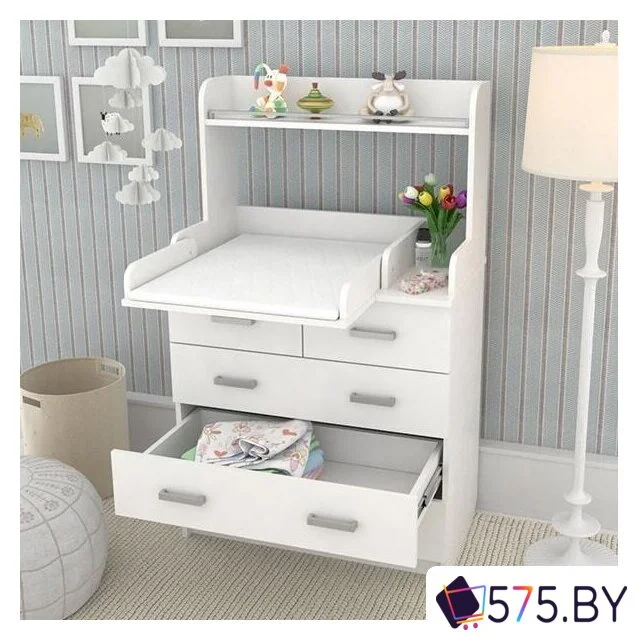 Детский комод Атон Мебель Сириус-2 с полкой 805 (белый) в магазине 575.by