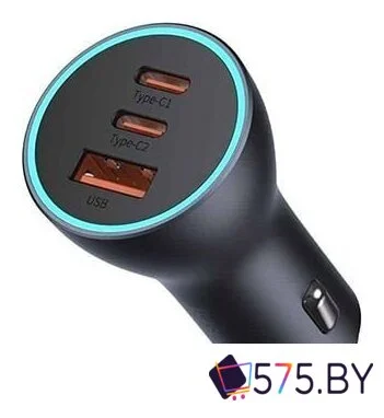 Автомобильное зарядное Baseus Golden Contactor Pro Triple Fast Charger Car Charger 65W CGJP010013 (темно-серый) в магазине 575.by