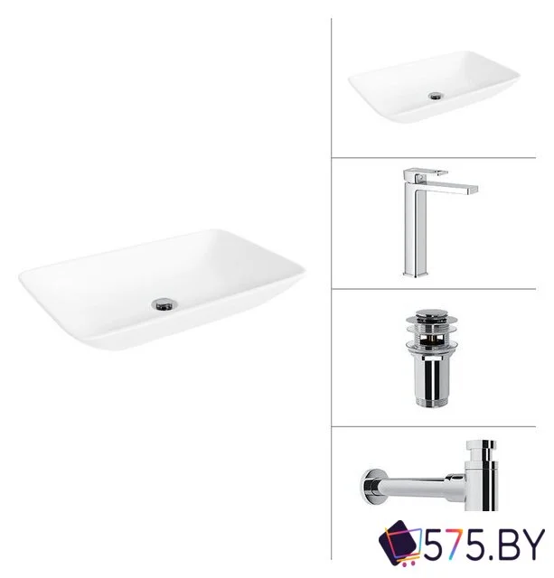 Умывальник Lauter 21540 + Cascade 21СК0655C + сифон 21635CH + дон.клапан 21190CH (хром) в магазине 575.by