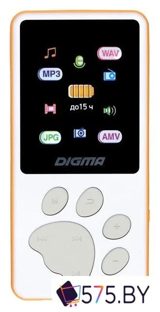 Плеер MP3 Digma S4 8GB (белый/оранжевый) в магазине 575.by