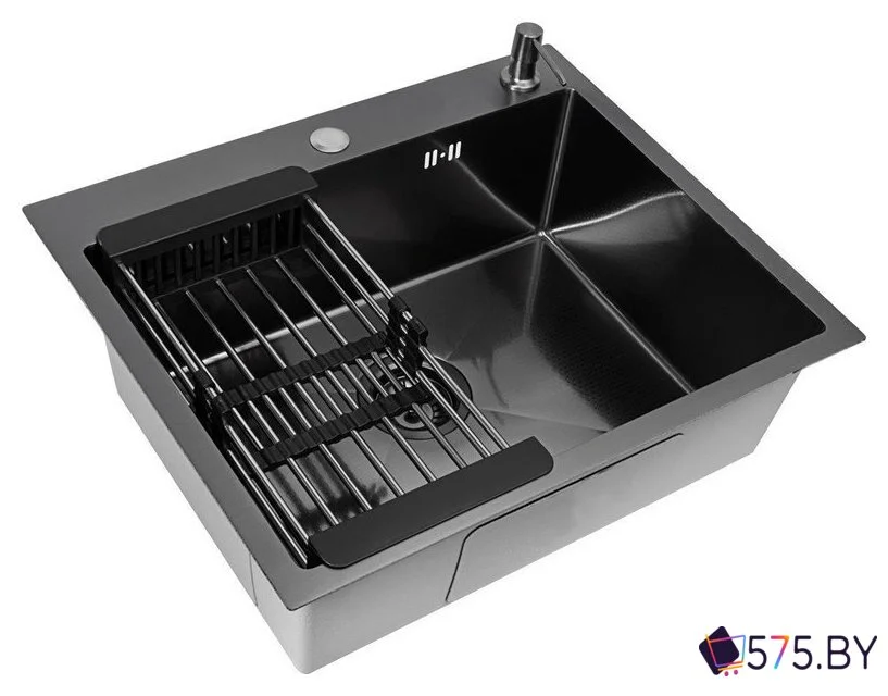 Кухонная мойка Basic CL DS Decor 60x50 (черный, коландер, дозатор) в магазине 575.by