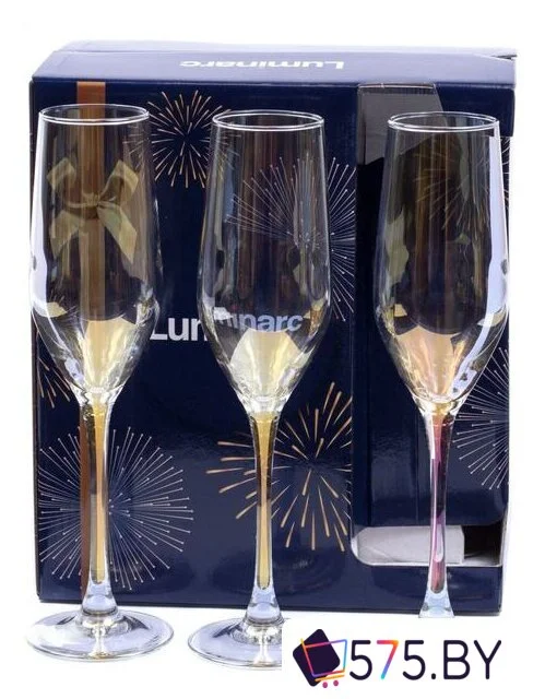 Набор бокалов для шампанского Luminarc Celeste. Golden chameleon P1636 в магазине 575.by