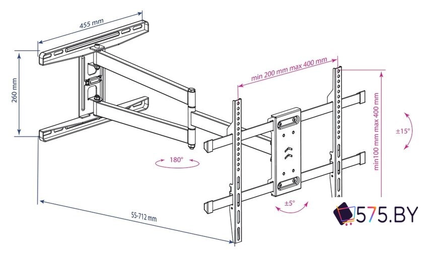 Кронштейн для телевизора Kromax DIX-20 (черный) в магазине 575.by