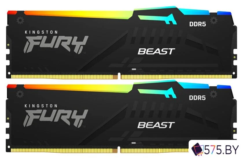 Оперативная память Kingston FURY Beast RGB 2x16ГБ DDR5 5600 МГц KF556C40BBAK2-32 в магазине 575.by