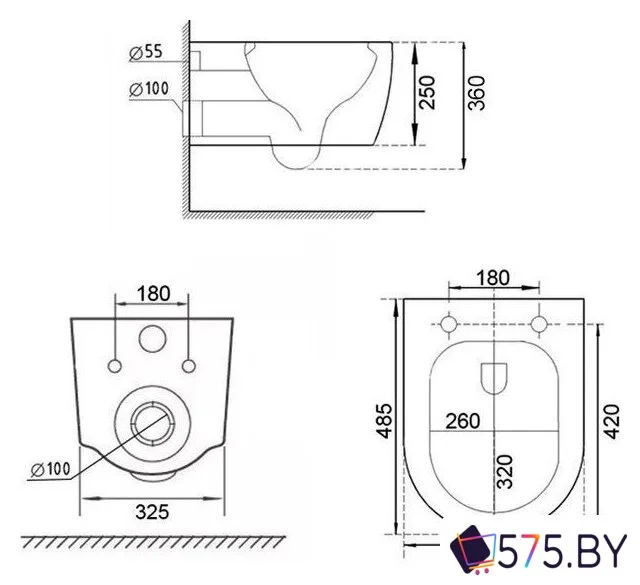 Унитаз подвесной Roxen Royal Matt Rimless Soft Close NC 530200-01 в магазине 575.by