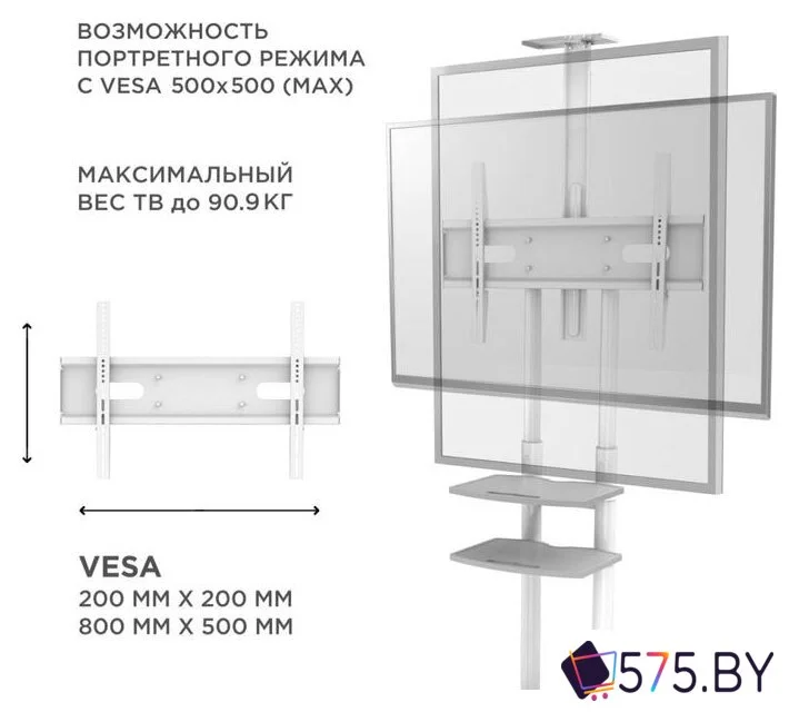 Стойка для телевизора Onkron TS1881W (белый) в магазине 575.by